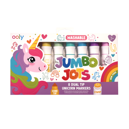 Jumbo Jots: Dual Tip Cone & Stamp Markers - Unicorn (Set of 8)