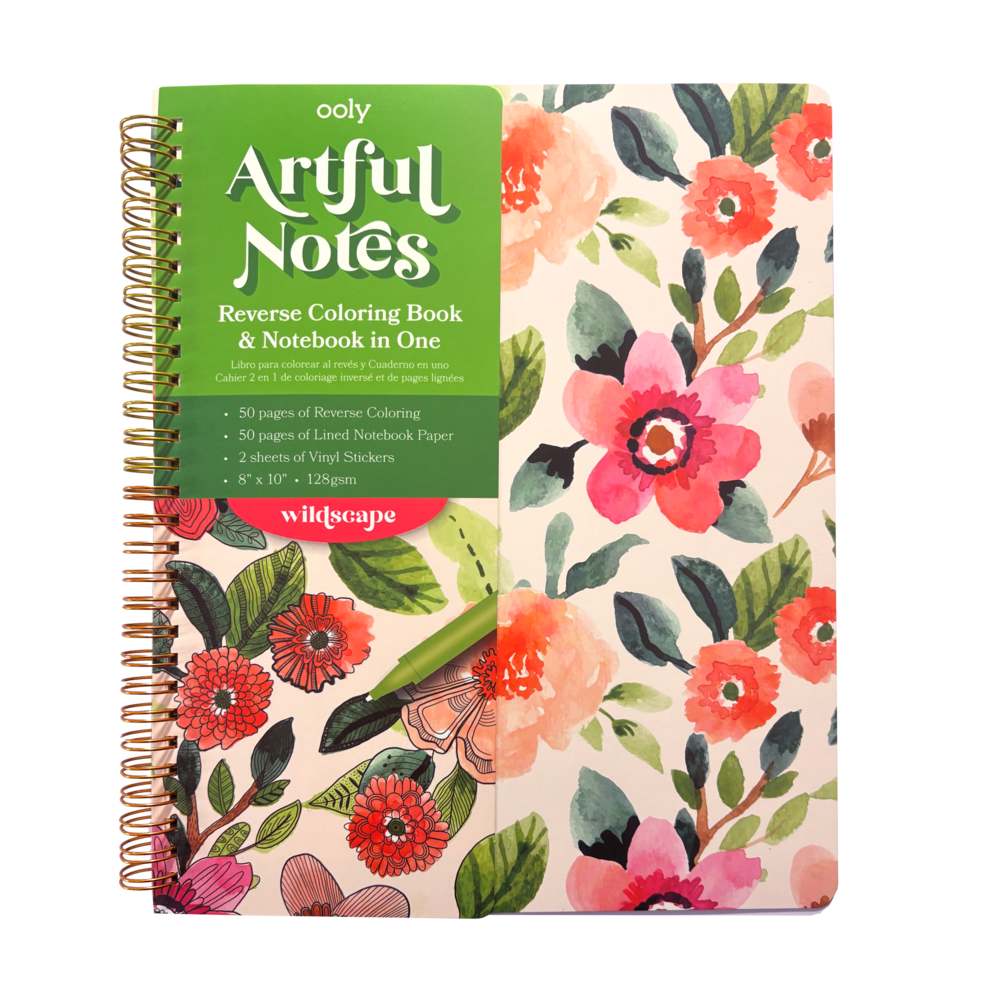 Artful Notes Notebook: Reverse Color, Take Notes - Wildscape (8" x 10", 100 Pages)