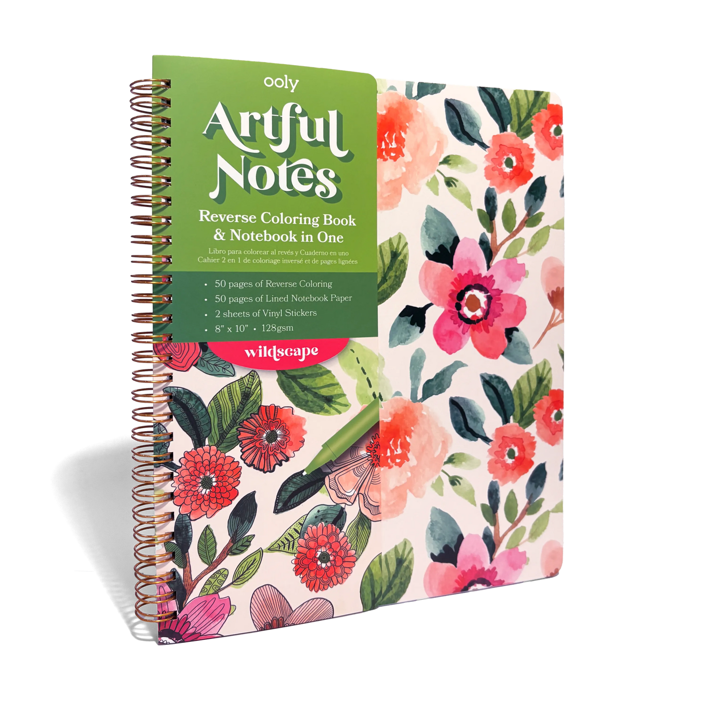 Artful Notes Notebook: Reverse Color, Take Notes - Wildscape (8" x 10", 100 Pages)