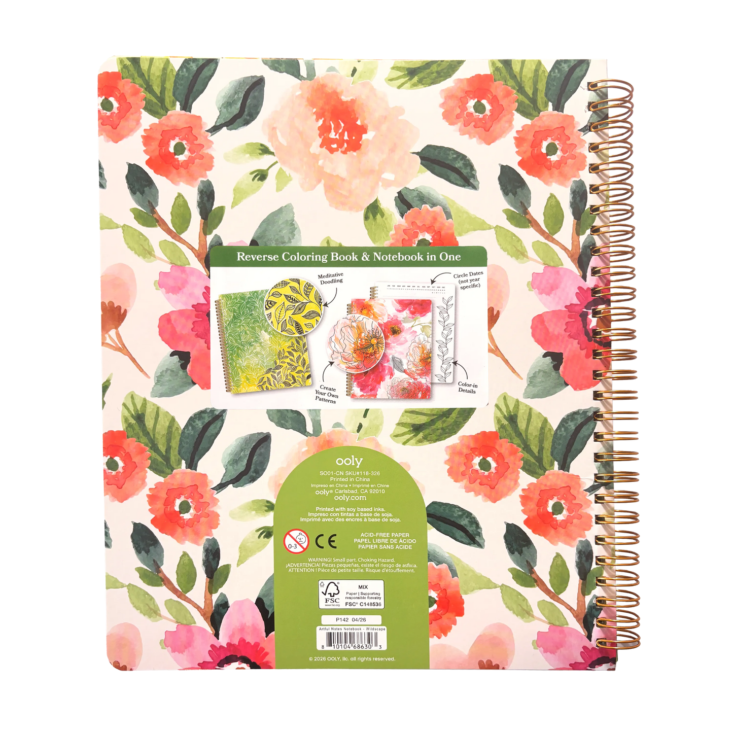 Artful Notes Notebook: Reverse Color, Take Notes - Wildscape (8" x 10", 100 Pages)