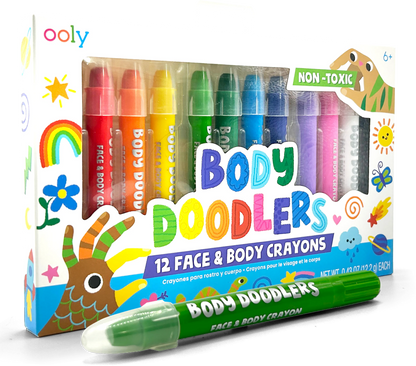 Quarter angle of packaging of OOLY Body Doodlers - Face & Body Crayons