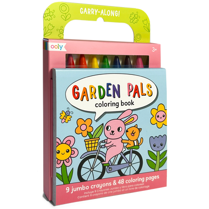 Quarter angle of Carry Along! Coloring Book and Crayon Set - Garden Pals