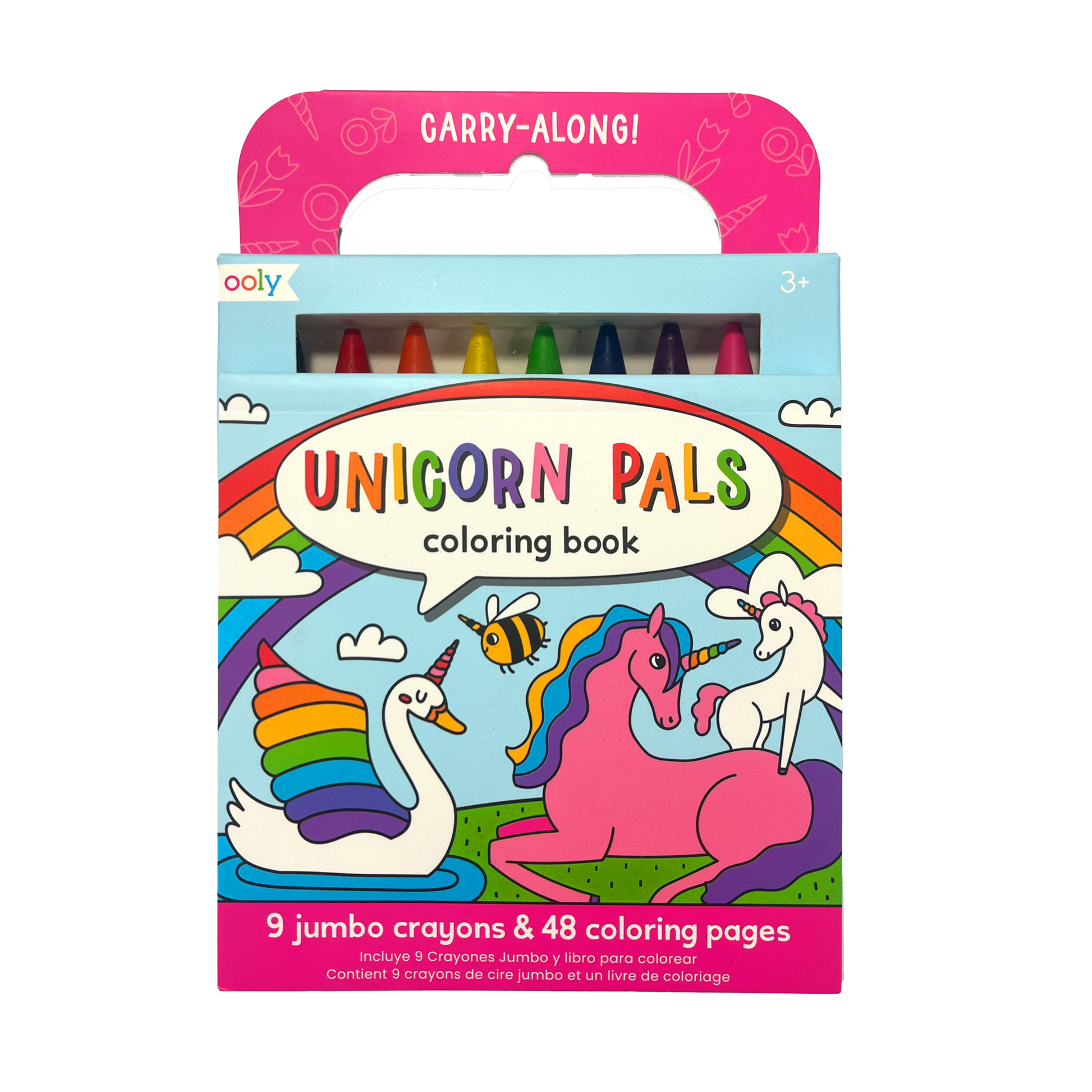 OOLY Carry Along! Coloring Book and Crayon Set - Unicorn Pals front of packaging