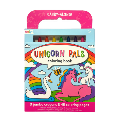 OOLY Carry Along! Coloring Book and Crayon Set - Unicorn Pals front of packaging
