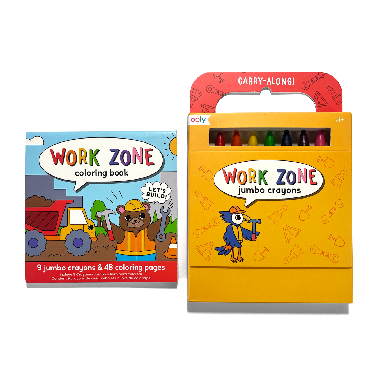 OOLY Carry Along! Coloring Book and Crayon Set - Unicorn Pals with coloring book and crayon set side by side