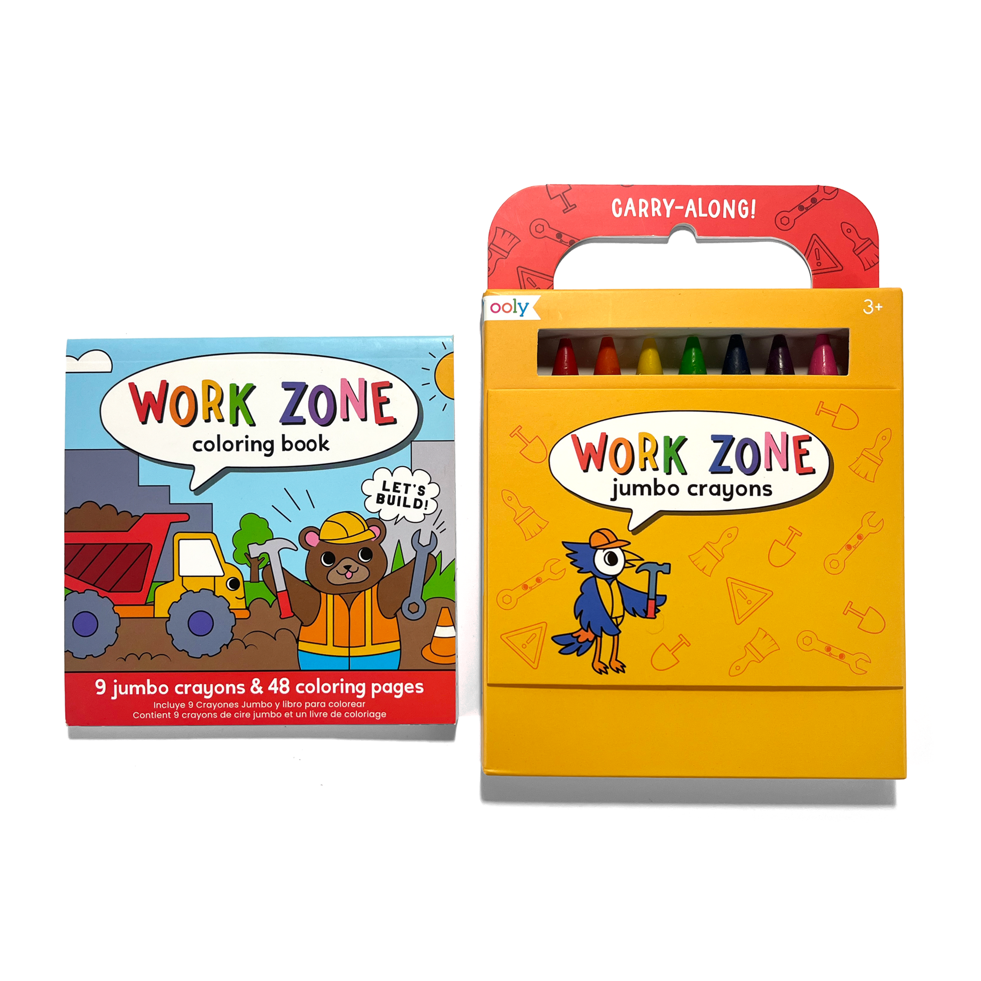 OOLY Carry Along! Coloring Book and Crayon Set - Unicorn Pals with coloring book and crayon set side by side