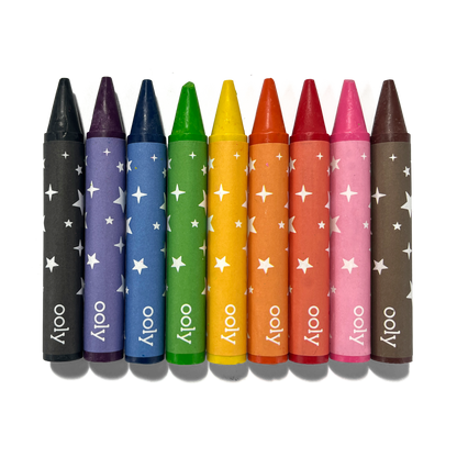 OOLY Carry Along! Coloring Book and Crayon Set - Unicorn Pals crayons in a row