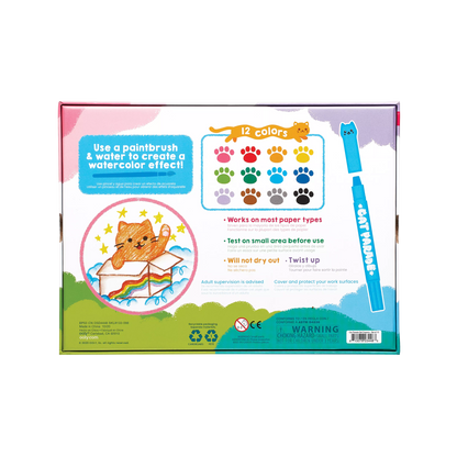 Back of packaging of OOLY Cat Parade Gel Crayons