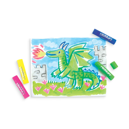 Fire breathing dragon painted with Chunkies Paint Sticks