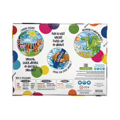 Back of packaging of OOLY Chunkies Paint Sticks variety pack showing directions and set contents