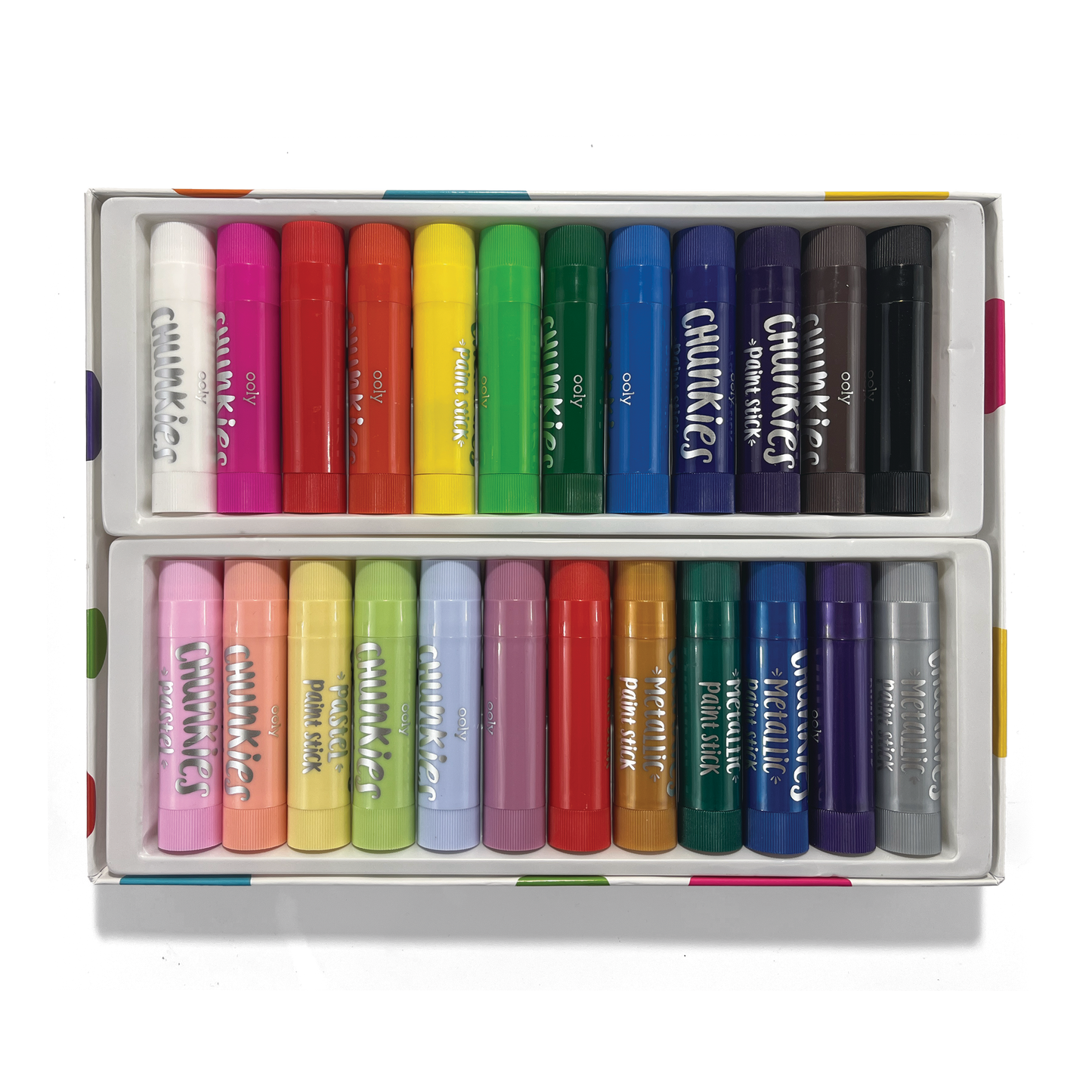 Open set of OOLY Chunkies Paint Sticks variety pack with 24 colors