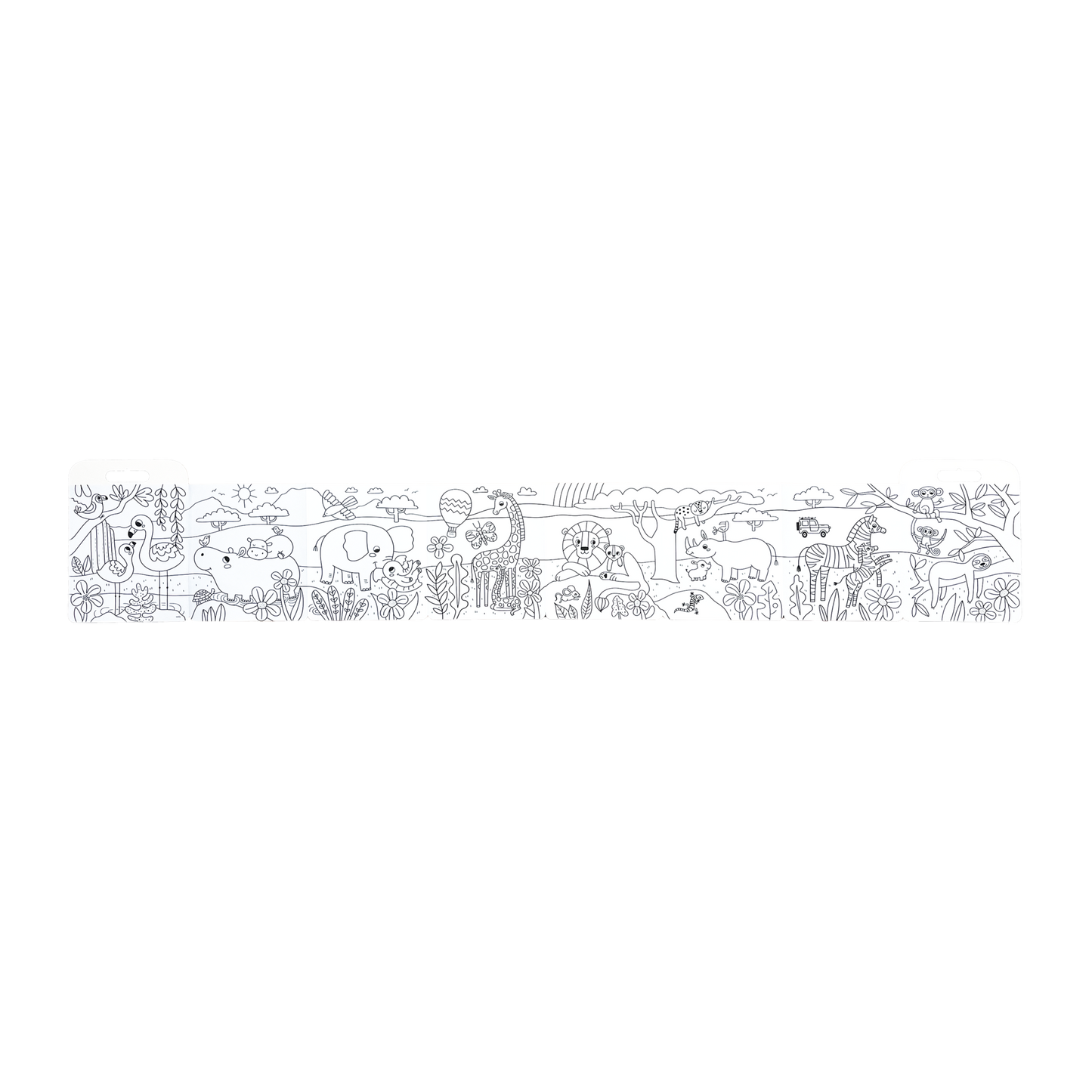 OOLY Color-A-Looong 5' Fold Out Kids Coloring Book - Safari Family fold out front uncolored
