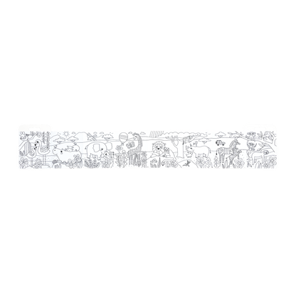 OOLY Color-A-Looong 5' Fold Out Kids Coloring Book - Safari Family fold out front uncolored