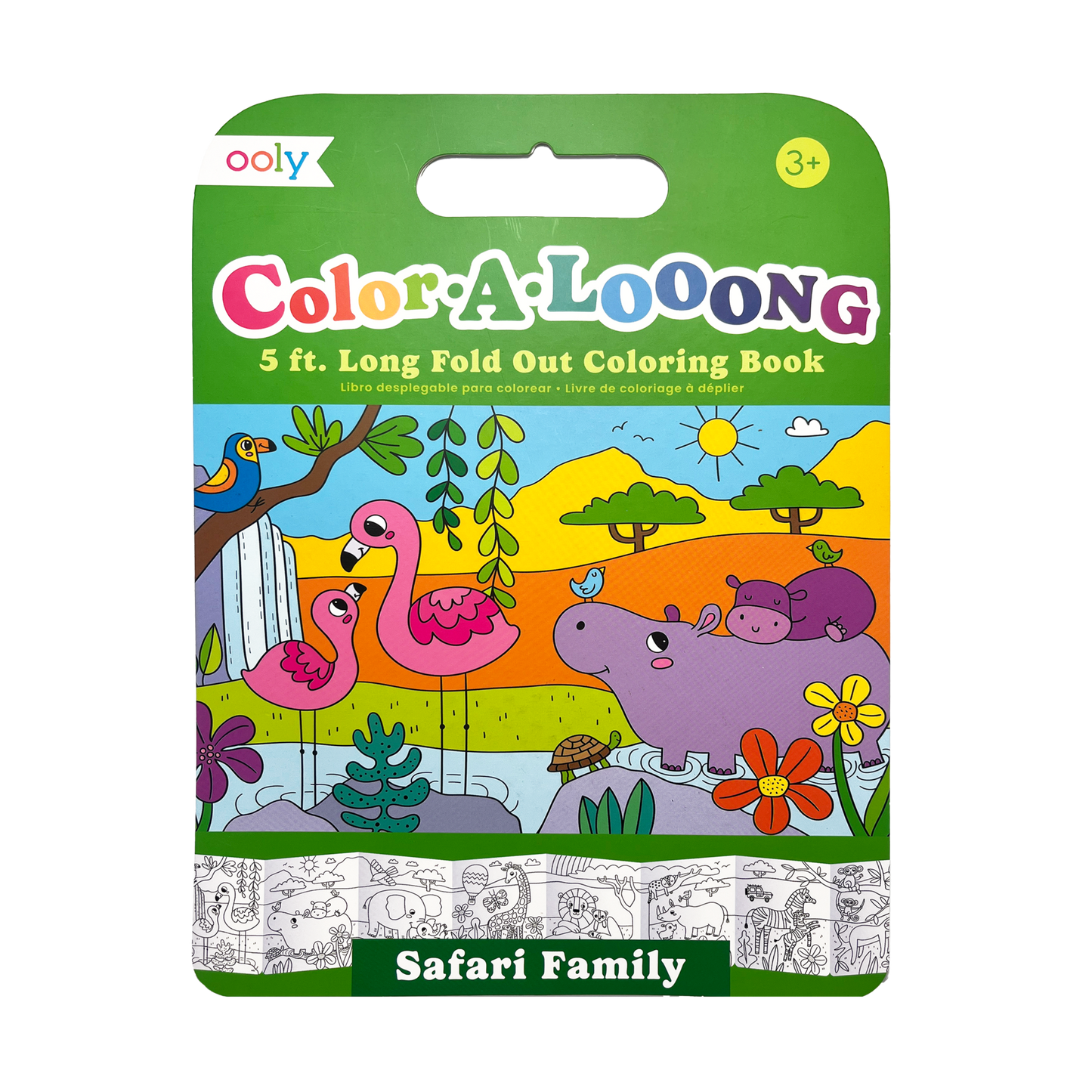 OOLY Color-A-Looong 5' Fold Out Kids Coloring Book - Safari Family front cover