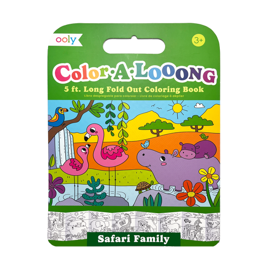 OOLY Color-A-Looong 5' Fold Out Kids Coloring Book - Safari Family front cover
