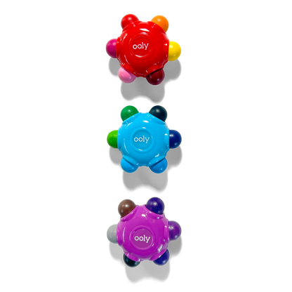 Three grip crayons from a set of OOLY Color Burst Crayons