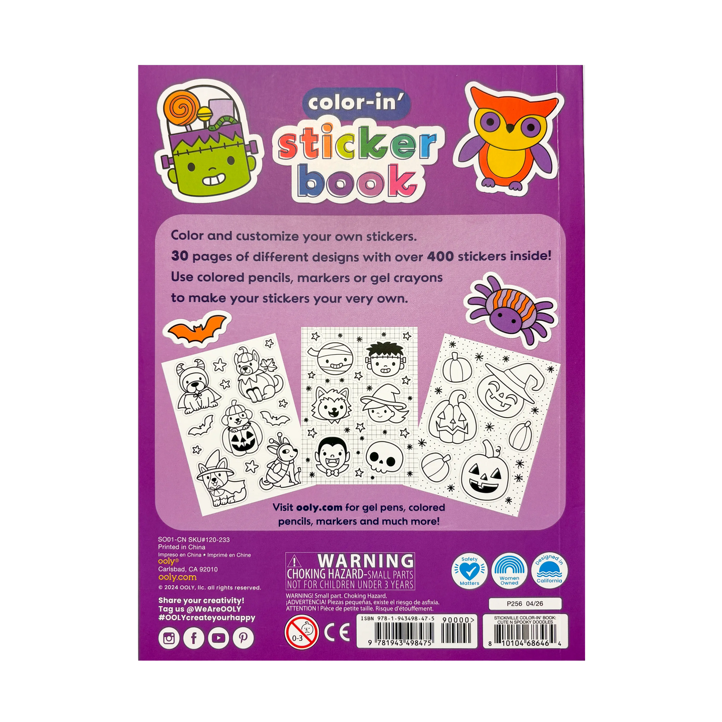 Stickiville: Color-in' Sticker Book - Cute n Spooky Doodles