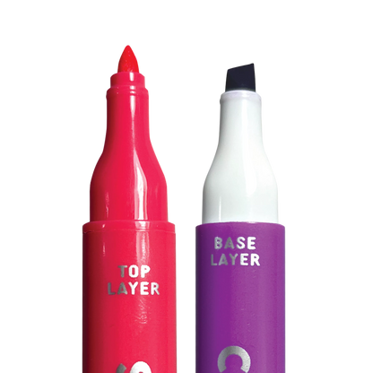 Color Layers double ended layering markers close up showing base and top layer tips