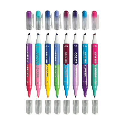 Color Layers double ended layering markers with caps off
