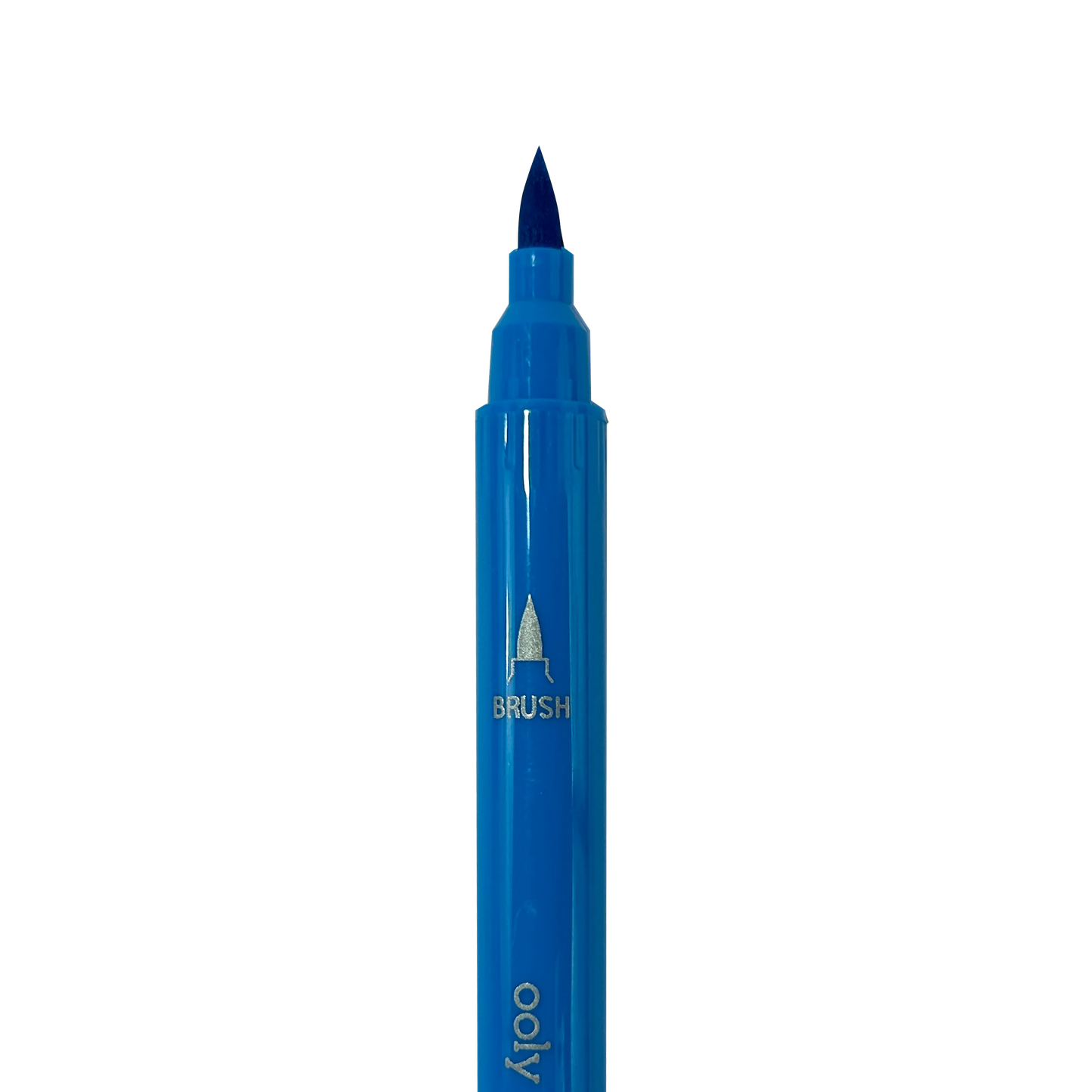 Close up of brush tip of blue marker from OOLY Color Luxe Double-Ended Markers
