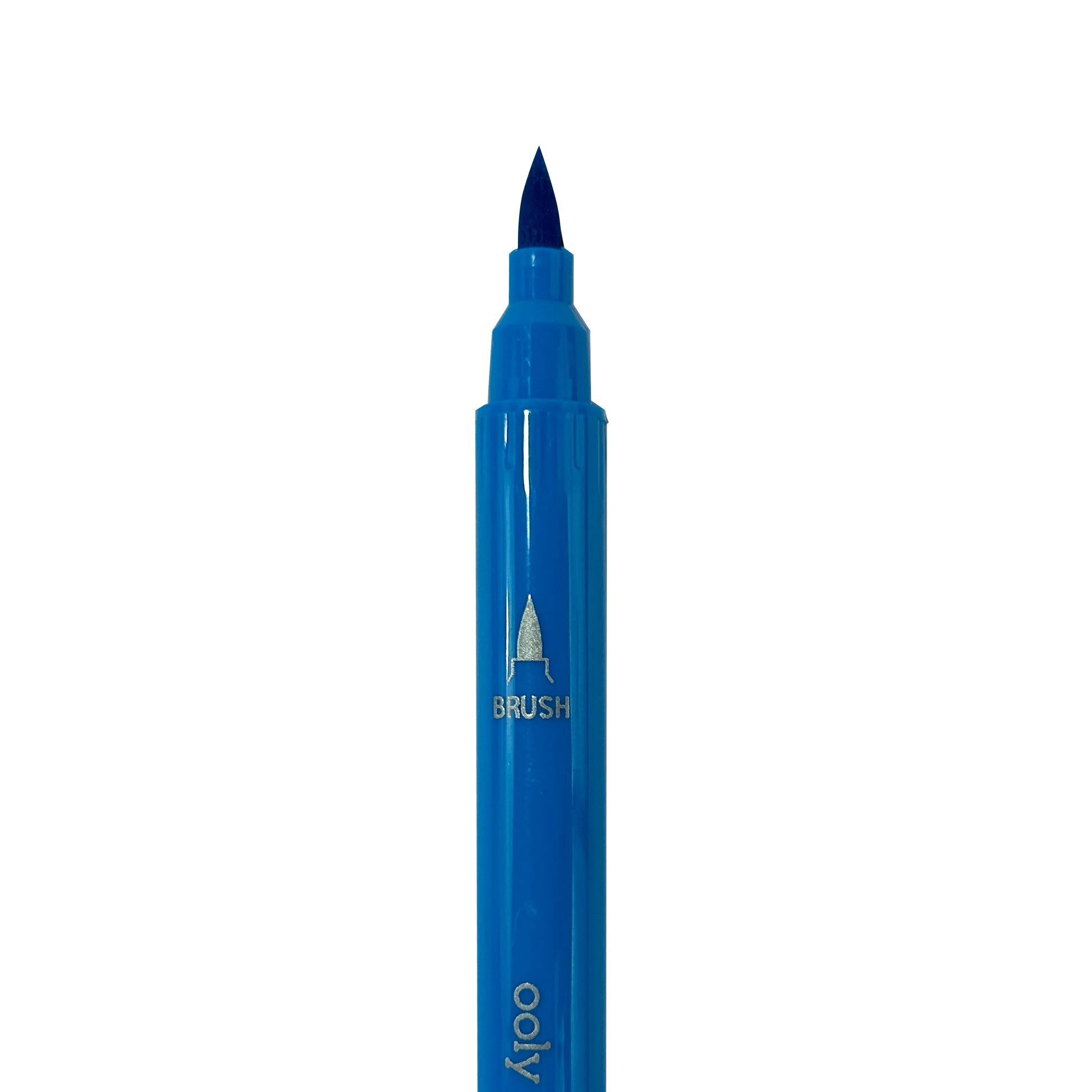 Close up of brush tip of blue marker from OOLY Color Luxe Double-Ended Markers