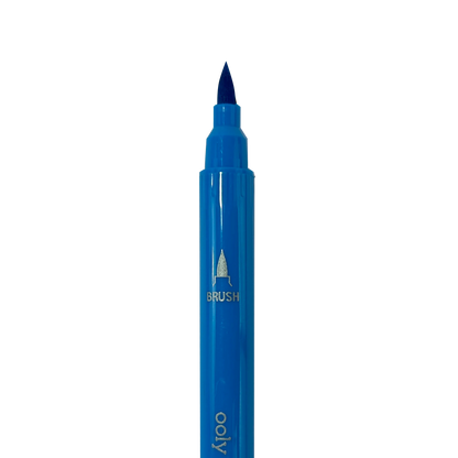 Close up of brush tip of blue marker from OOLY Color Luxe Double-Ended Markers