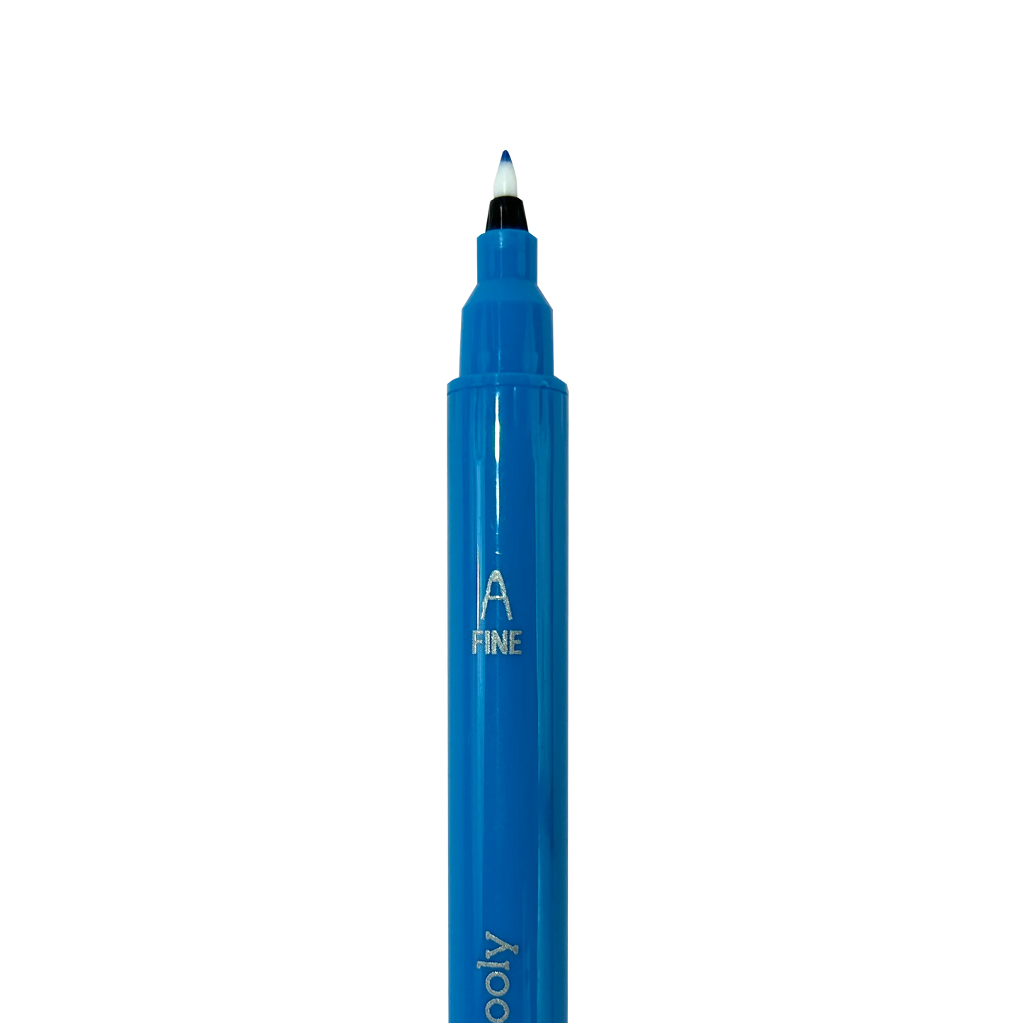 Close up of fine tip of blue marker from OOLY Color Luxe Double-Ended Markers