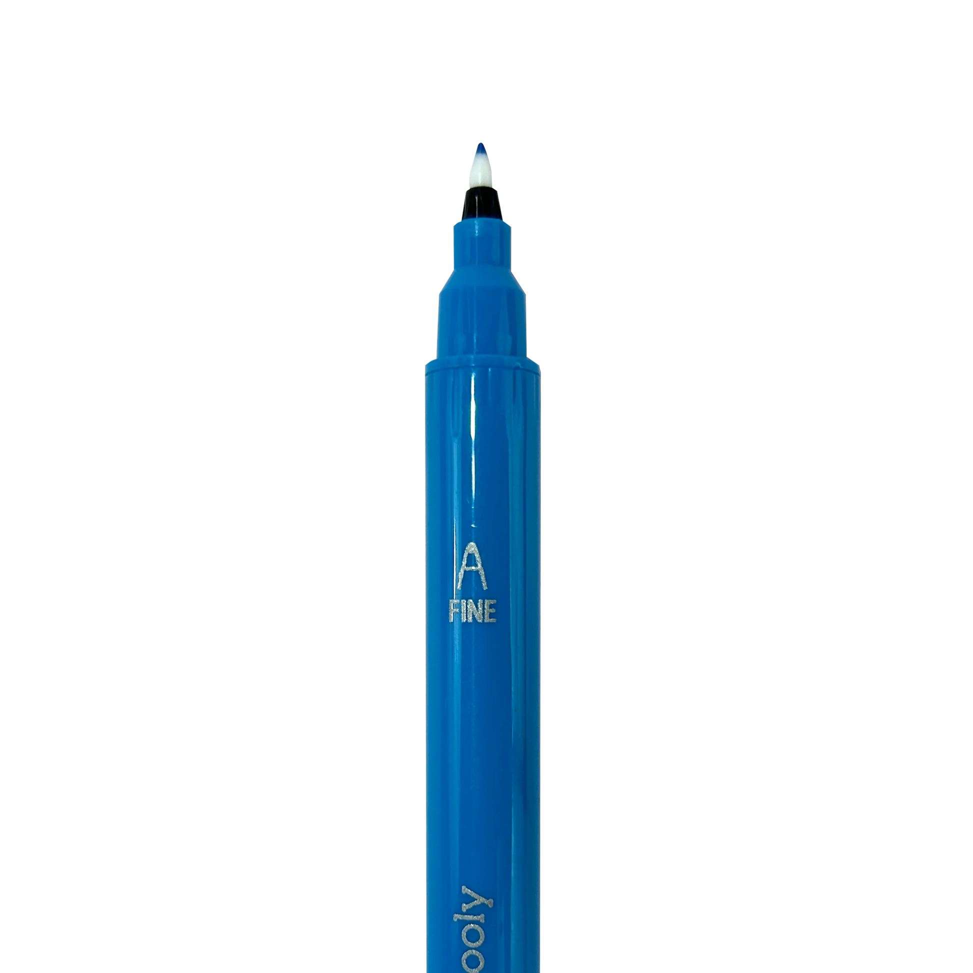 Close up of fine tip of blue marker from OOLY Color Luxe Double-Ended Markers
