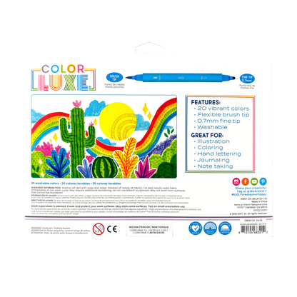 Back of packaging of OOLY Color Luxe Double Ended Markers