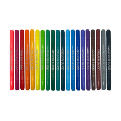 Row of all 20 capped OOLY Color Luxe Double-Ended Markers