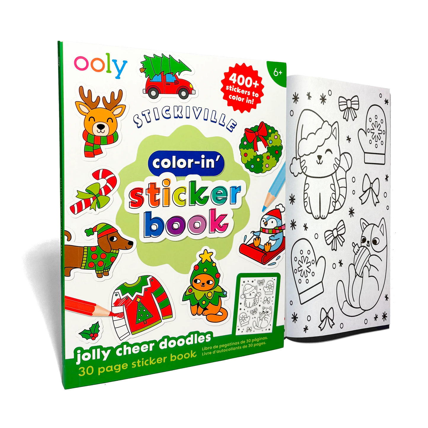Stickiville: Color-in' Sticker Book - Jolly Cheer Doodles