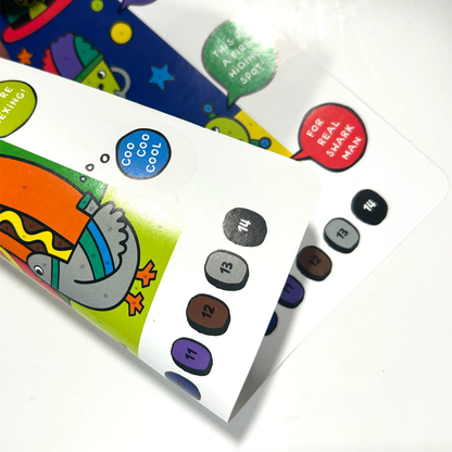 Close up of art board from OOLY Colortopia Color By Number Paint Marker Kit - Epic Adventures