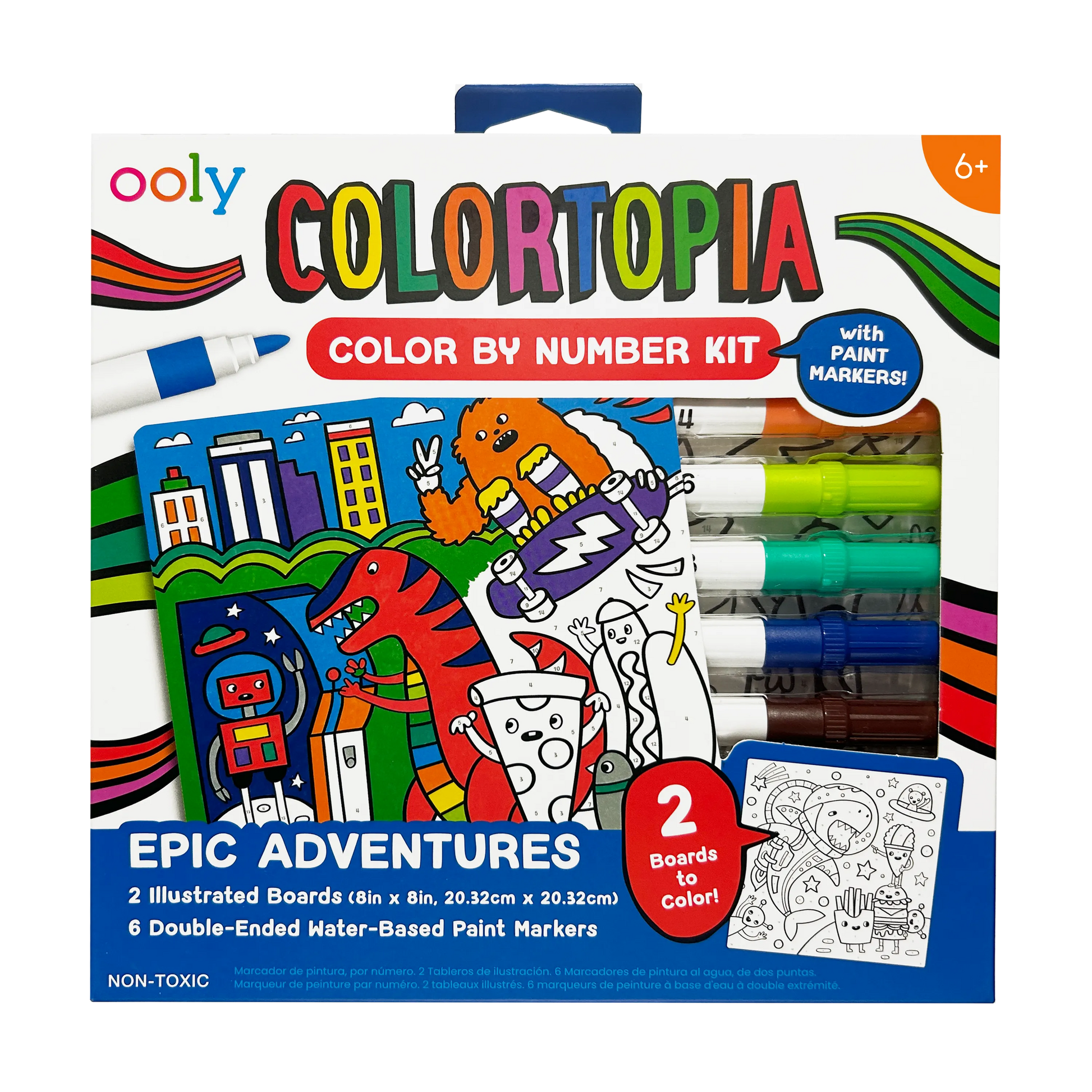 Font of packaging of OOLY Colortopia Color By Number Paint Marker Kit - Epic Adventures