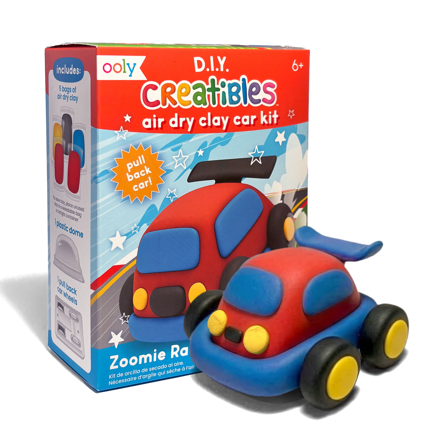 Creatibles: Air Dry Clay Car Kit - Zoomie Racecar (Set of 5 Colors)