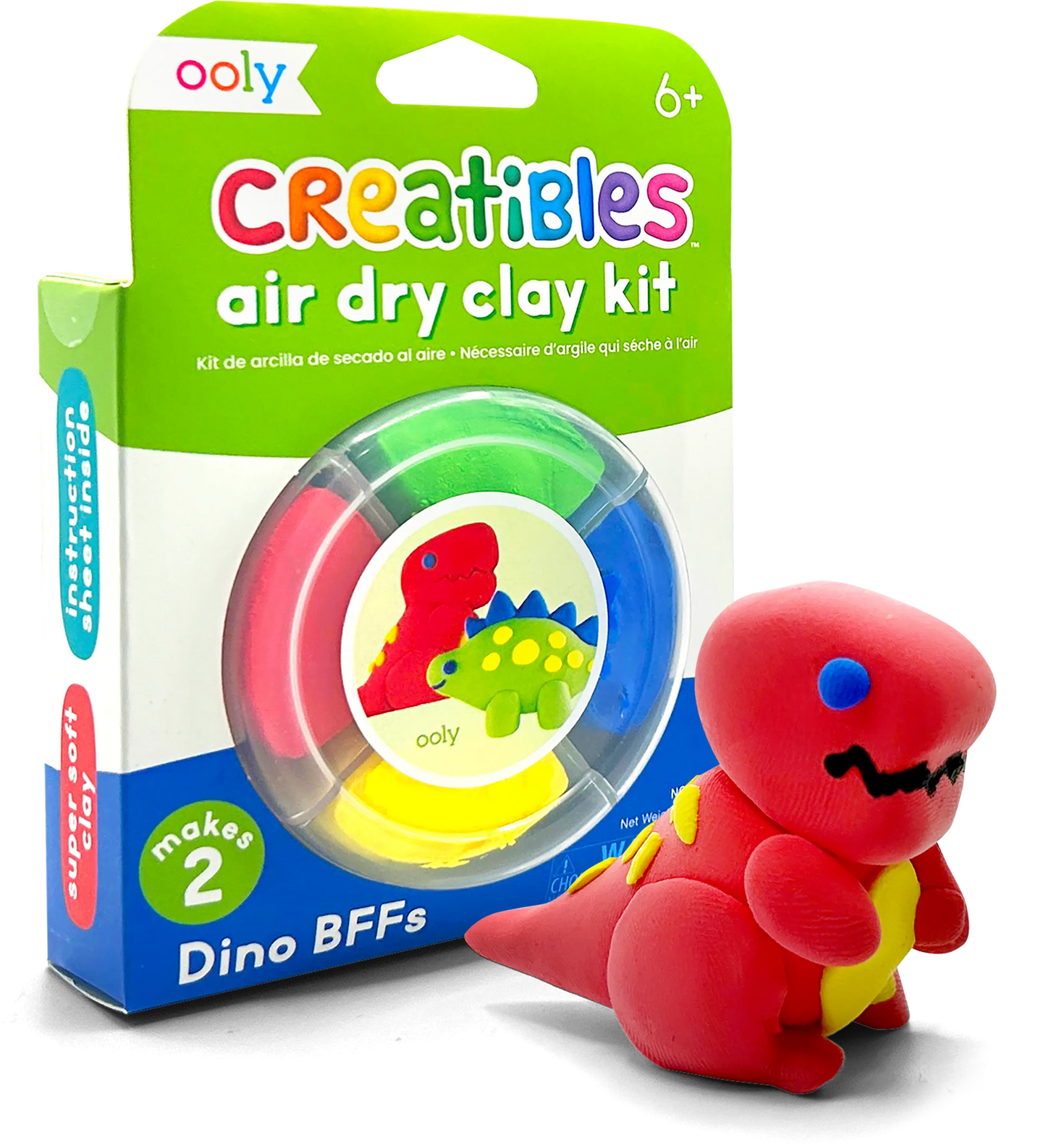 Quarter angle of packaging of OOLY Creatibles Mini Air Dry Clay Kit - Dino BFFs