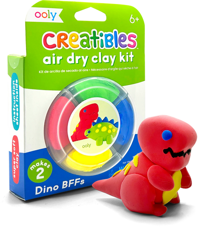 Quarter angle of packaging of OOLY Creatibles Mini Air Dry Clay Kit - Dino BFFs