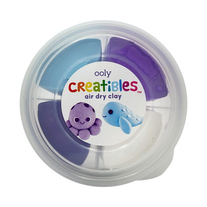 Closed tub of OOLY Creatibles Mini Air Dry Clay Kit - Ocean BFFs