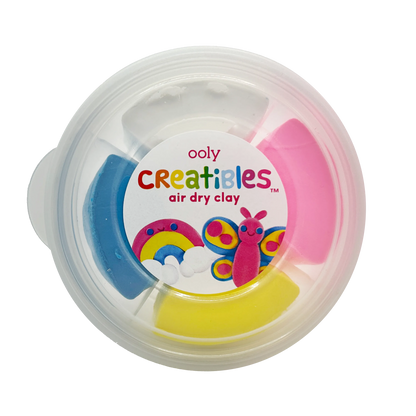 Closed tub of OOLY Creatibles Mini Air Dry Clay Kit - Rainbow BFFs