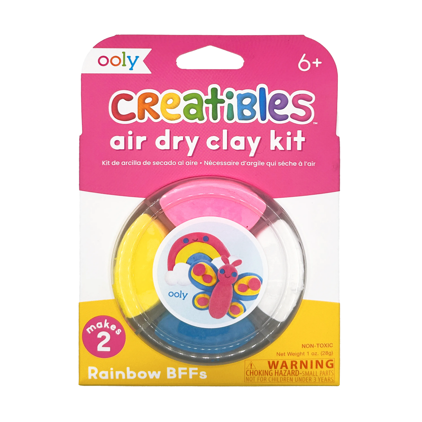 Front of packaging of OOLY Creatibles Mini Air Dry Clay Kit - Rainbow BFFs