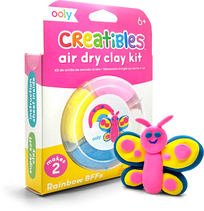 Quarter angle of packaging of OOLY Creatibles Mini Air Dry Clay Kit - Rainbow BFFs