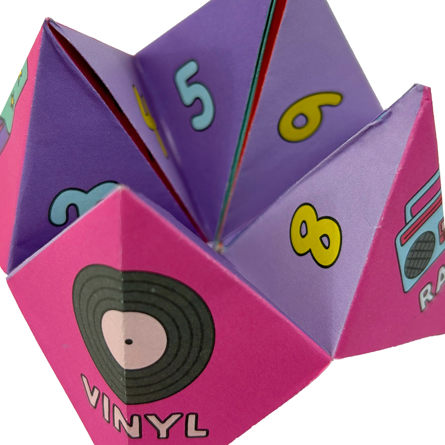 Close up of completed fortune teller from OOLY DIY Fortune Tellers Activity Kit