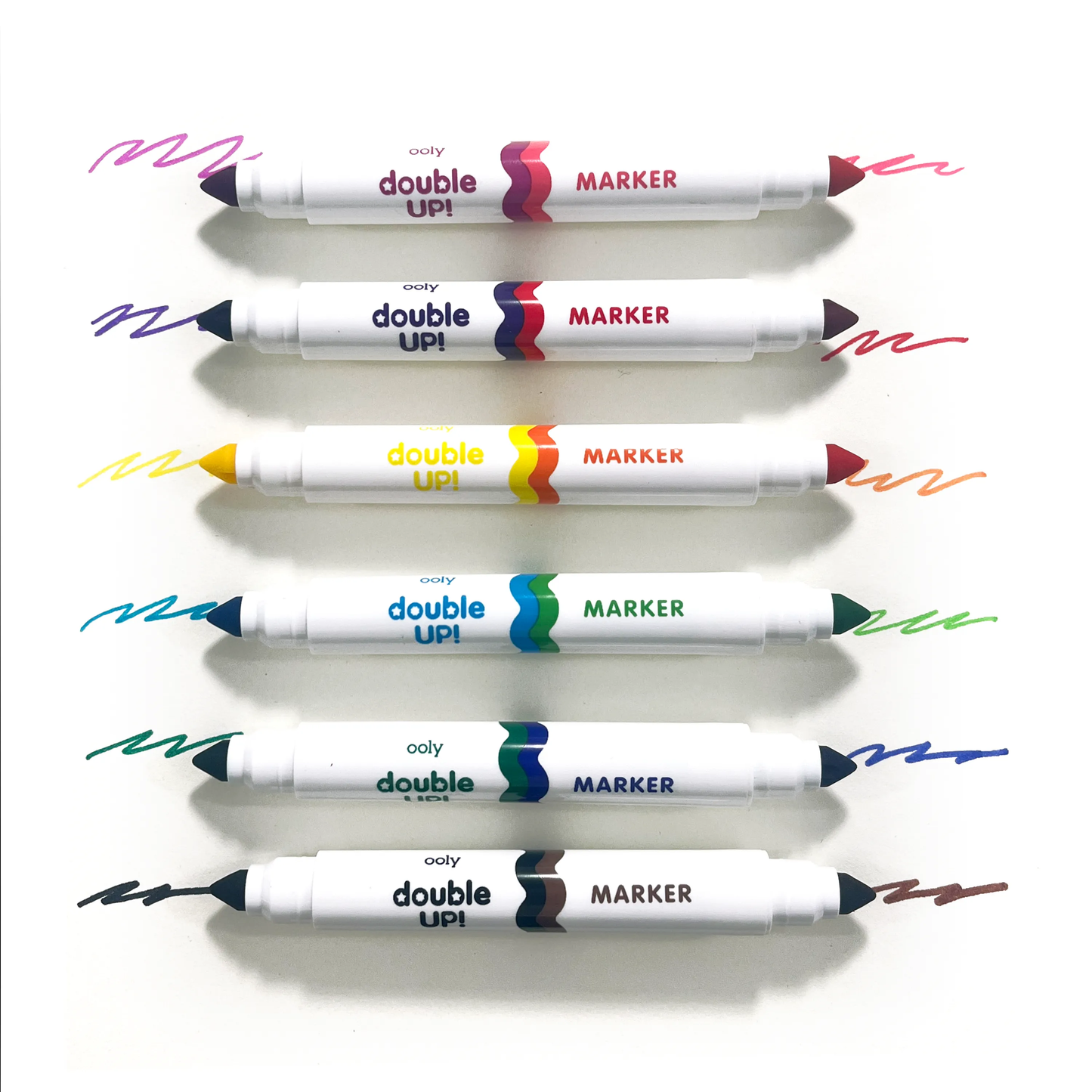 Double Up! Double-Ended Markers out of packaging with swatches