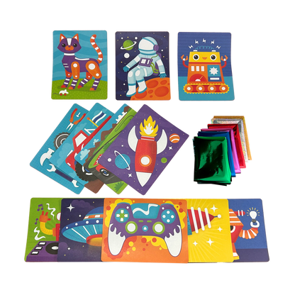 All foil pages and foil from OOLY Foil-tastic Foil Art & Coloring Set - Gadgets & Gizmos