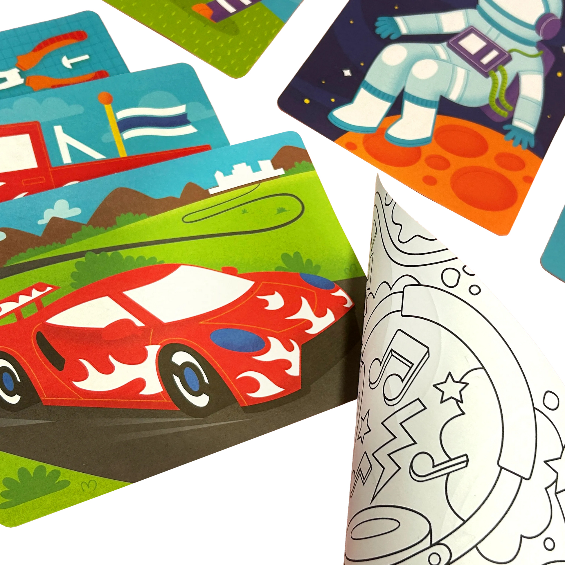 Close up of foil pages from OOLY Foil-tastic Foil Art & Coloring Set - Gadgets & Gizmos