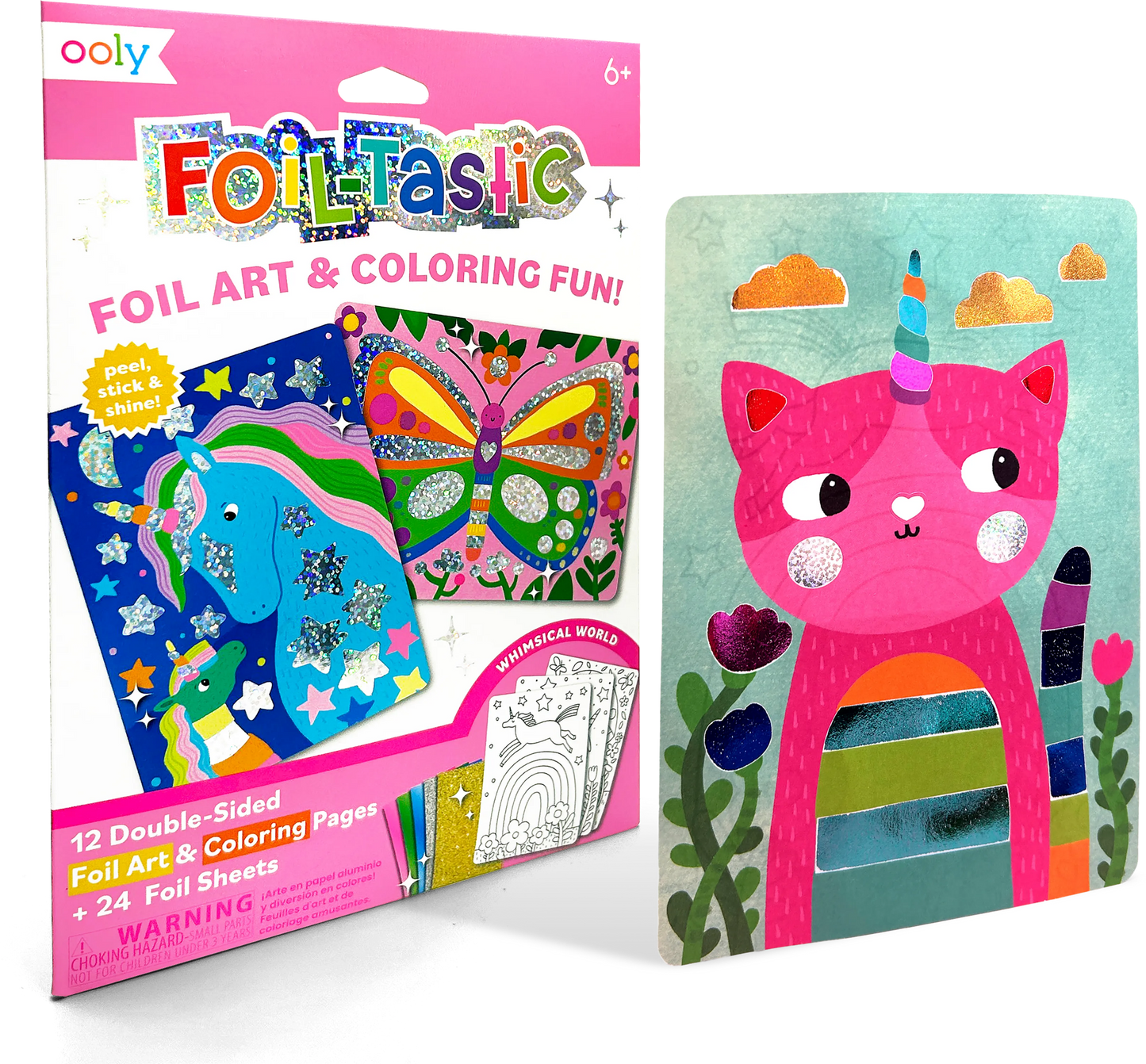 Quarter angle of OOLY Foil-tastic Foil Art & Coloring Set - Whimsical World packaging