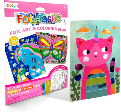 Quarter angle of OOLY Foil-tastic Foil Art & Coloring Set - Whimsical World packaging