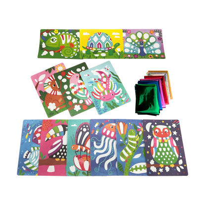 Full set of foil sheets from OOLY Foil-tastic Foil Art & Coloring Set - Awesome Animals