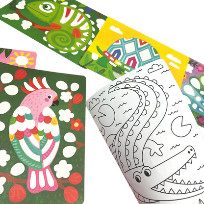 Close up of parrot and alligator OOLY Foil-tastic Foil Art & Coloring Set - Awesome Animals