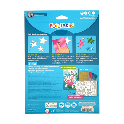 Back of packaging of OOLY Foil-tastic Foil Art & Coloring Set - Awesome Animals