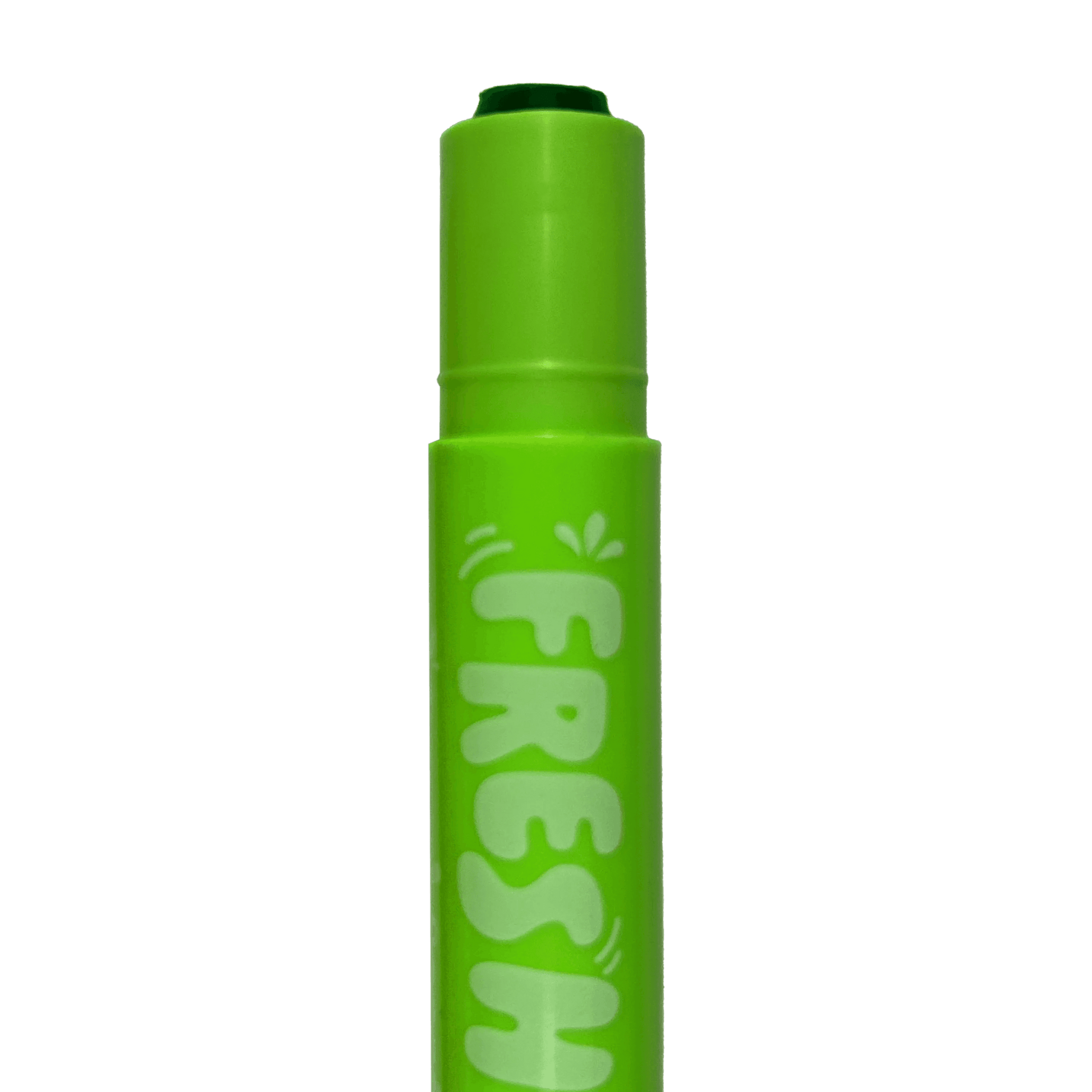 Close up of uncapped, green OOLY Fresh Pick Apple Scented Gel Crayon